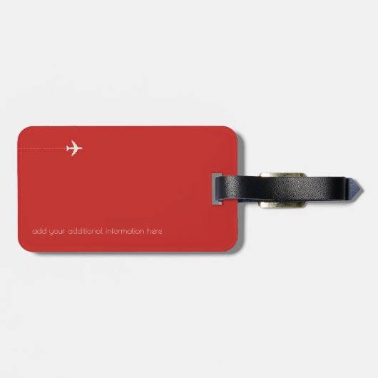 Gepersonaliseerd Elegant Rood Bagagelabel (Achterkant horizontaal)