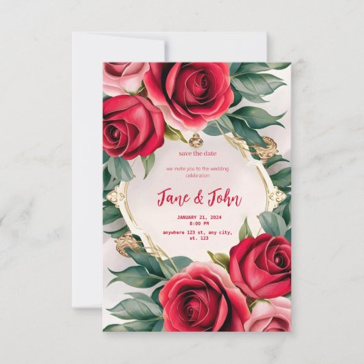 [Gepersonaliseerd] Elegant Roos bruiloft uitnodigi Kaart (Voorkant)