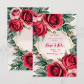 [Gepersonaliseerd] Elegant Roos bruiloft uitnodigi Kaart (Voorkant / Achterkant)