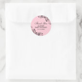 Gepersonaliseerd Elegant ROZE Baby shower Dank u Ronde Sticker (Tas)