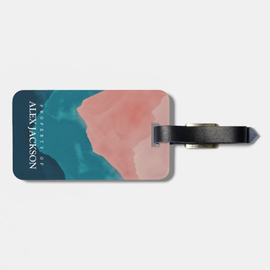 Gepersonaliseerd Elegant Roze Blauw in de openluch Bagagelabel (Achterkant horizontaal)