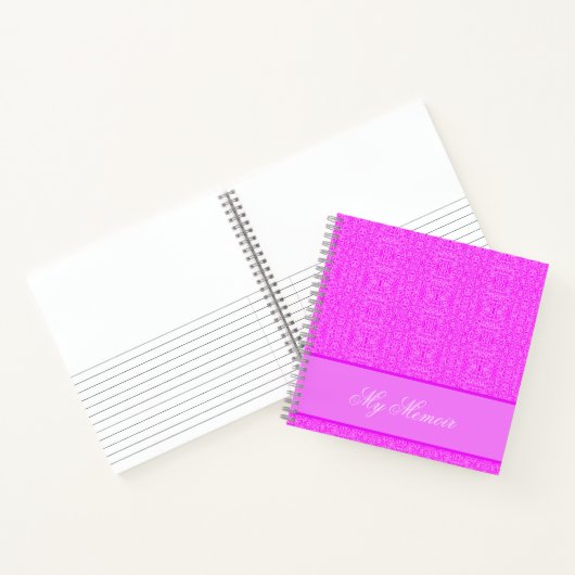 Gepersonaliseerd Elegant Roze Patroon Mijn Memoir Notitieboek (Binnen)