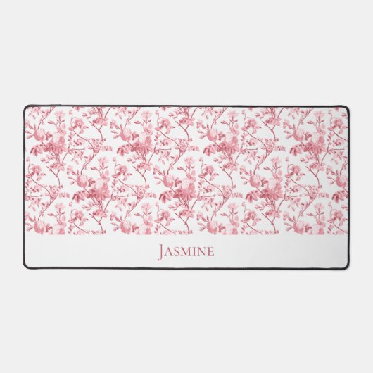 Gepersonaliseerd Elegant  Roze Roze Bloemen Bureaumat (Voorkant)