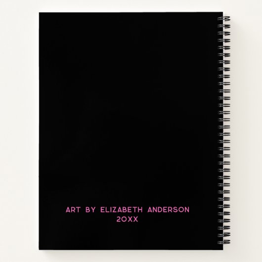 Gepersonaliseerd Elegant Roze Script Meisje Schets Notitieboek (Achterkant)