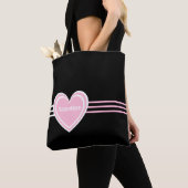 Gepersonaliseerd Elegant Roze Wit Hart Strepen Zwa Tote Bag (Dichtbij)