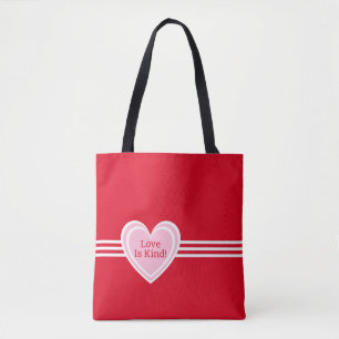 Gepersonaliseerd Elegant Roze Wit Liefde Hart Rood Tote Bag