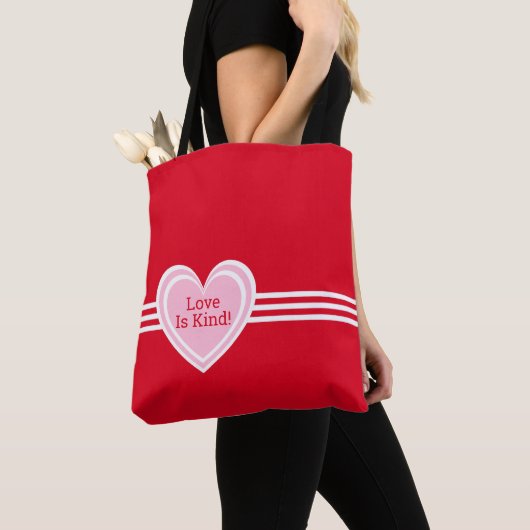 Gepersonaliseerd Elegant Roze Wit Liefde Hart Rood Tote Bag (Dichtbij)