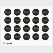 Gepersonaliseerd Elegant Script Brenda Gold Black Ronde Sticker (Vel)