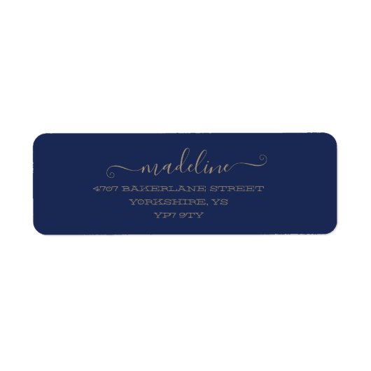 Gepersonaliseerd Elegant Script Marine Naam Adres Etiket (Voorkant)