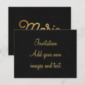 Gepersonaliseerd Elegant Script Mario Gold Black Kaart (Voorkant / Achterkant)