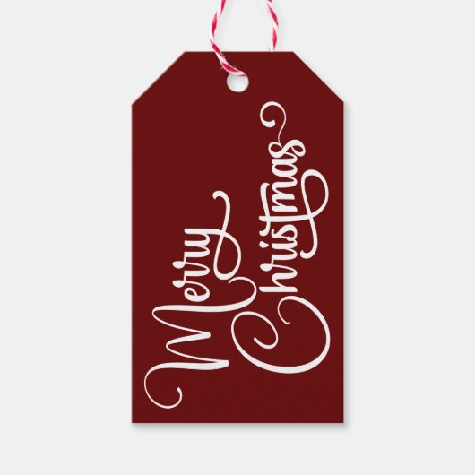 Gepersonaliseerd Elegant Script Merry Christmas Cu Cadeaulabel (Voorkant)