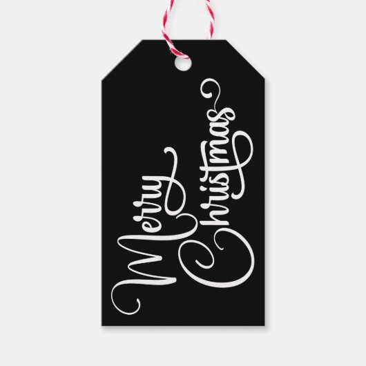 Gepersonaliseerd Elegant Script Merry Christmas Cu Cadeaulabel (Voorkant)