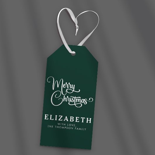 Gepersonaliseerd Elegant Script Merry Christmas Cu Cadeaulabel