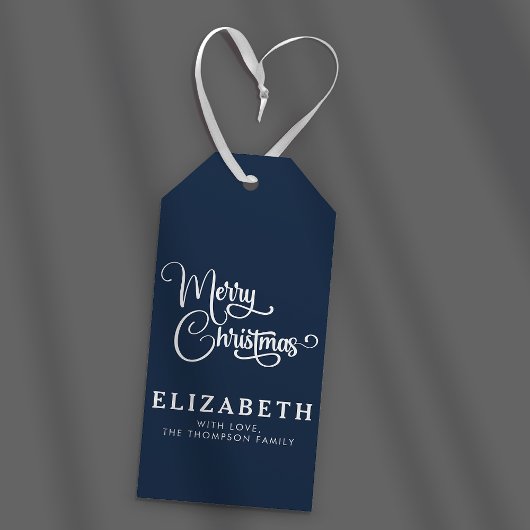 Gepersonaliseerd Elegant Script Merry Christmas Cu Cadeaulabel
