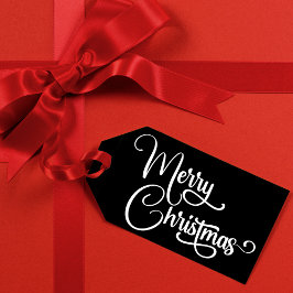 Gepersonaliseerd Elegant Script Merry Christmas Cu Cadeaulabel