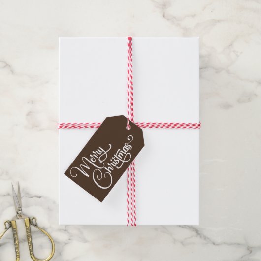 Gepersonaliseerd Elegant Script Merry Christmas Cu Cadeaulabel (Met Touw)