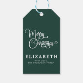 Gepersonaliseerd Elegant Script Merry Christmas Cu Cadeaulabel (Voorkant)