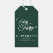 Gepersonaliseerd Elegant Script Merry Christmas Cu Cadeaulabel (Achterkant)