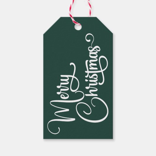 Gepersonaliseerd Elegant Script Merry Christmas Cu Cadeaulabel (Voorkant)