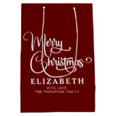 Gepersonaliseerd Elegant Script Merry Christmas Cu Medium Cadeauzakje (Achterkant)