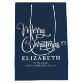 Gepersonaliseerd Elegant Script Merry Christmas Cu Medium Cadeauzakje (Achterkant)