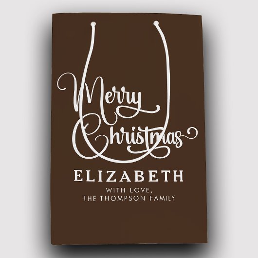 Gepersonaliseerd Elegant Script Merry Christmas Cu Medium Cadeauzakje