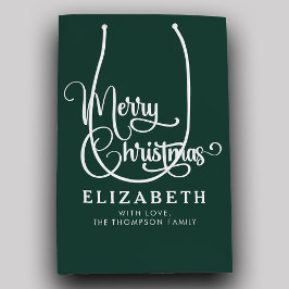 Gepersonaliseerd Elegant Script Merry Christmas Cu Medium Cadeauzakje