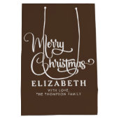 Gepersonaliseerd Elegant Script Merry Christmas Cu Medium Cadeauzakje (Achterkant)