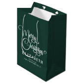 Gepersonaliseerd Elegant Script Merry Christmas Cu Medium Cadeauzakje (Voorkant Gekanteld)