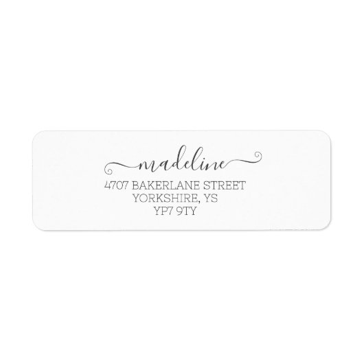 Gepersonaliseerd Elegant Script Witte Naam Adres Etiket (Voorkant)