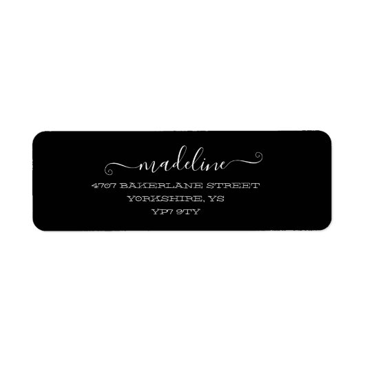 Gepersonaliseerd Elegant Script Zwart Naam Adres Etiket (Voorkant)
