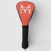 Gepersonaliseerd Elegant Sinaasappel Monogram en N Golfheadcover (Voorkant)