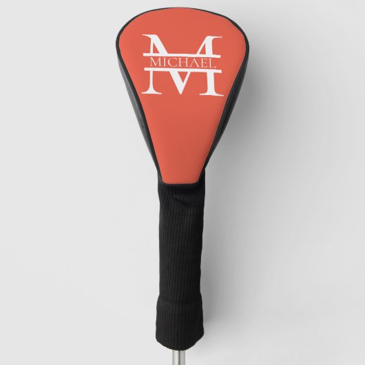 Gepersonaliseerd Elegant Sinaasappel Monogram en N Golfheadcover (Voorkant)