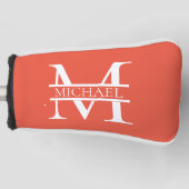 Gepersonaliseerd Elegant Sinaasappel Monogram en N Golfheadcover (Voorkant)