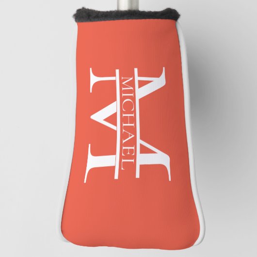 Gepersonaliseerd Elegant Sinaasappel Monogram en N Golfheadcover (Draai 90)
