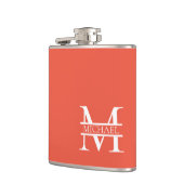 Gepersonaliseerd Elegant Sinaasappel Monogram en N Heupfles (Links)