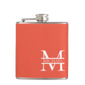 Gepersonaliseerd Elegant Sinaasappel Monogram en N Heupfles (Voorkant)