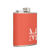 Gepersonaliseerd Elegant Sinaasappel Monogram en N Heupfles (Rechts)