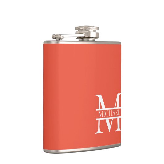 Gepersonaliseerd Elegant Sinaasappel Monogram en N Heupfles (Rechts)