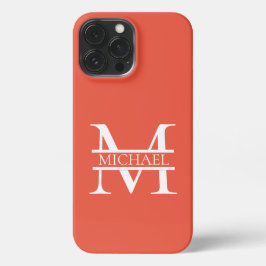 Gepersonaliseerd Elegant Sinaasappel Monogram en N iPhone 13 Pro Max Hoesje