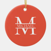 Gepersonaliseerd Elegant Sinaasappel Monogram en N Keramisch Ornament (Voorkant)