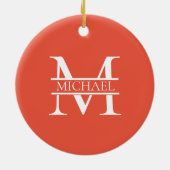 Gepersonaliseerd Elegant Sinaasappel Monogram en N Keramisch Ornament (Achterkant)