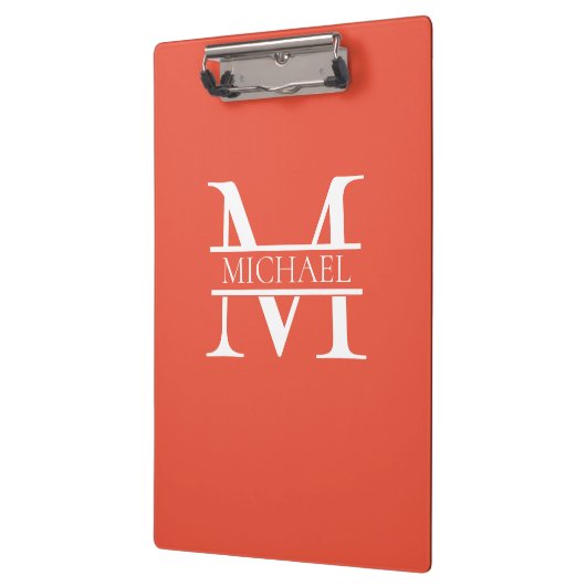 Gepersonaliseerd Elegant Sinaasappel Monogram en N Klembord (Links)