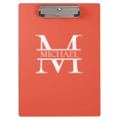 Gepersonaliseerd Elegant Sinaasappel Monogram en N Klembord (Voorkant)