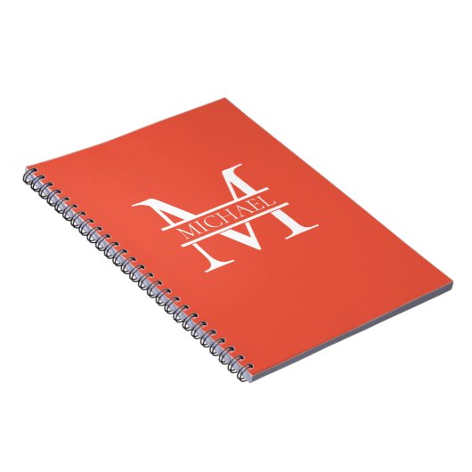 Gepersonaliseerd Elegant Sinaasappel Monogram en N Notitieboek (Rechterzijde)