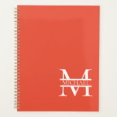 Gepersonaliseerd Elegant Sinaasappel Monogram en N Planner (Voorkant)