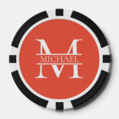 Gepersonaliseerd Elegant Sinaasappel Monogram en N Poker Chips (Voorkant)