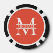 Gepersonaliseerd Elegant Sinaasappel Monogram en N Poker Chips (Achterkant)