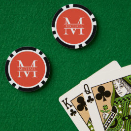 Gepersonaliseerd Elegant Sinaasappel Monogram en N Poker Chips