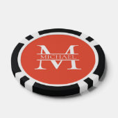 Gepersonaliseerd Elegant Sinaasappel Monogram en N Poker Chips (Enkel)